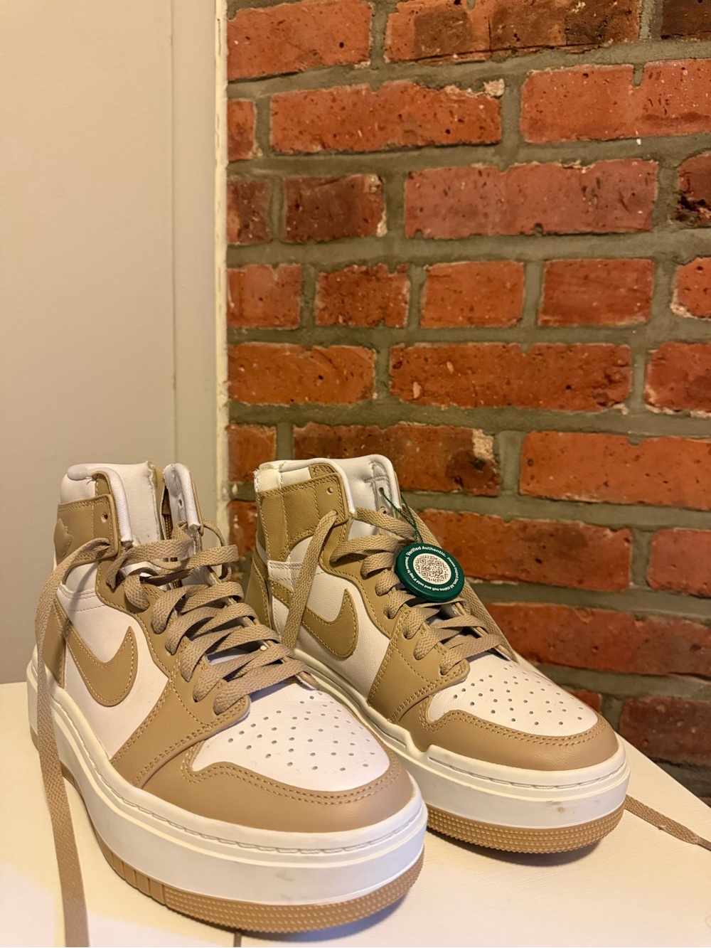 Nike Men’s High-Top Sneakers in Tan and White Platform